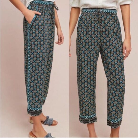 Anthropologie Geometric Print Pull-On Casual Pants Size Small - Picture 1 of 10
